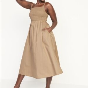 Womans Tan Dress With Keyhole Back